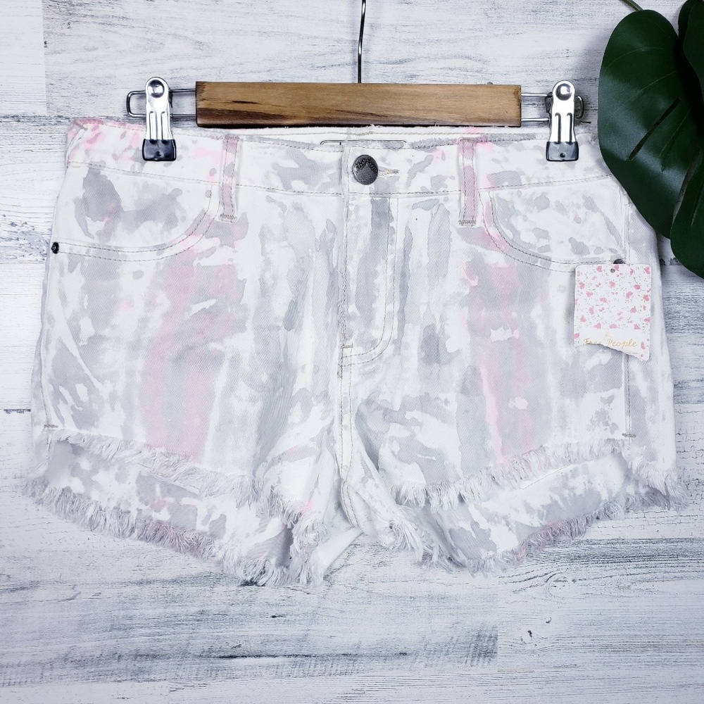 Free People Distressed Hem Icing Wash Jean Shorts